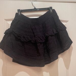 Aerie Black Crochet Mini Ruffle Skirt
